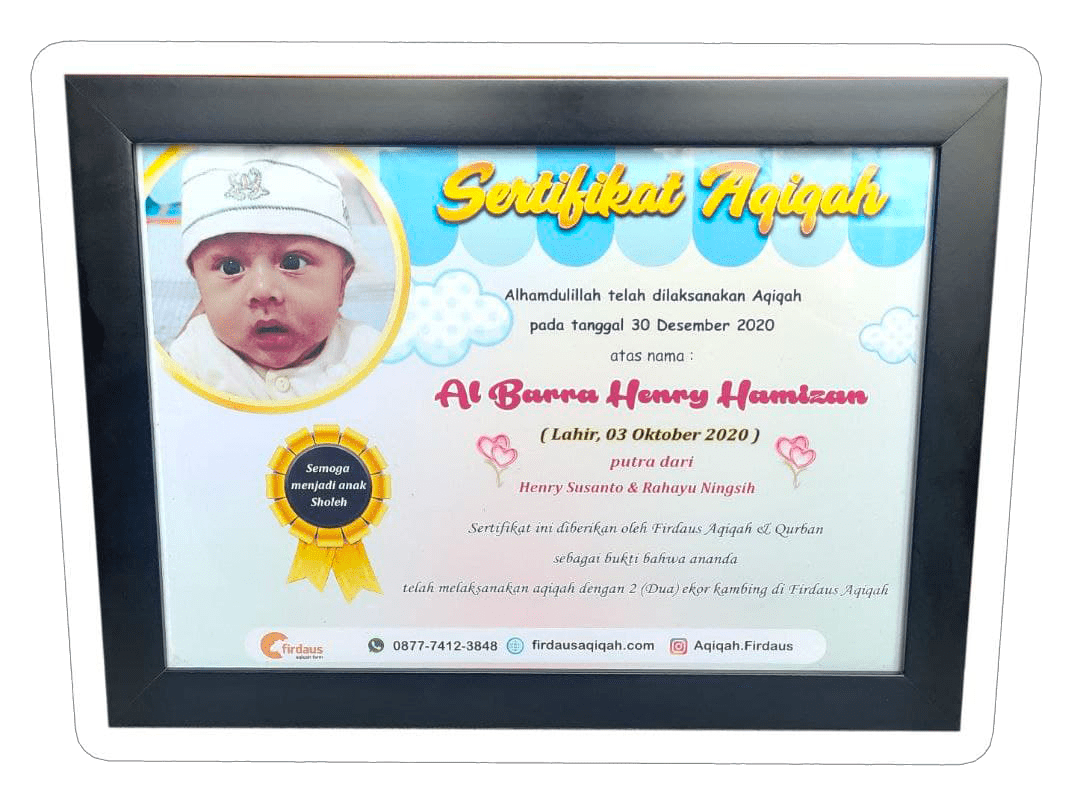 Sertifikat Aqiqah & Frame